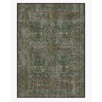 Blackthorn Forest Green Flatwoven Rug by Morris & Co. - 305 x 425 cm - Rug + Pad System