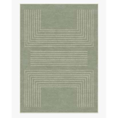 Valencia Sage Green Flatwoven Rug - 305 x 425 cm - Rug + Pad System