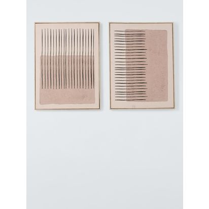 John Lewis 'Abstract Strings' Framed Print, Set of 2, 80 x 60cm, Multi Natural | H80 x W60 x D3.8cm