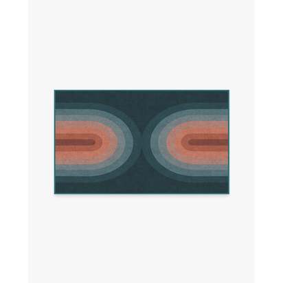 Absida Teal Flatwoven Rug - 90 x 150 cm - Rug + Pad System