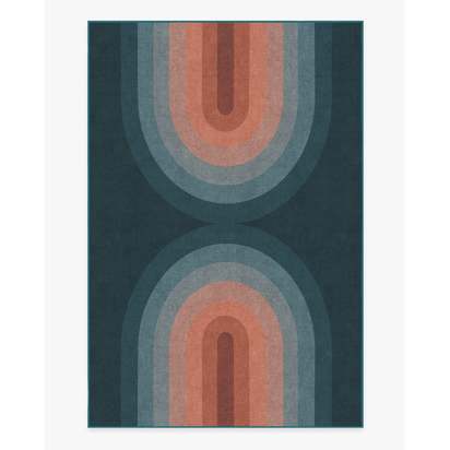 Absida Teal Flatwoven Rug - 185 x 275 cm - Rug + Pad System