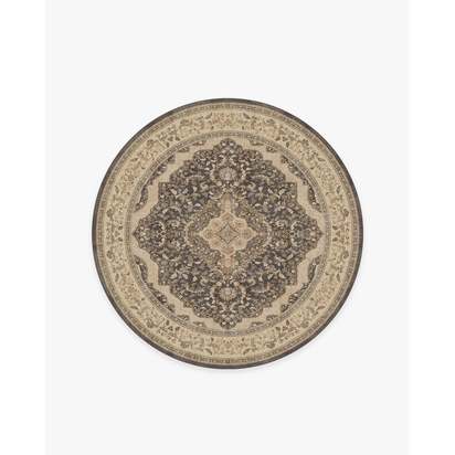 Adeline Dark Wood Flatwoven Rug - 185 Round cm - Rug + Pad System