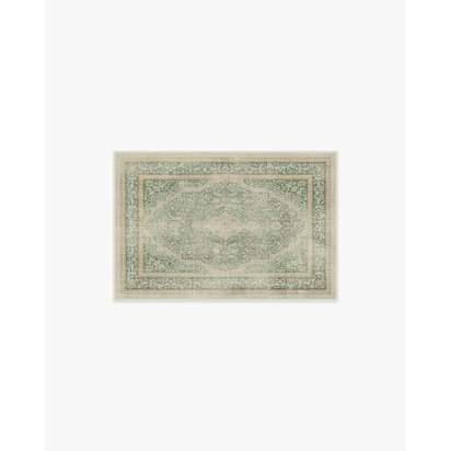 Adeline Natural Sage Flatwoven Rug - 60 x 90 cm - Rug + Pad System