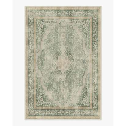 Adeline Natural Sage Flatwoven Rug - 185 x 275 cm - Rug + Pad System