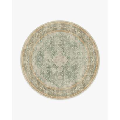 Adeline Natural Sage Flatwoven Rug - 245 Round cm - Rug + Pad System