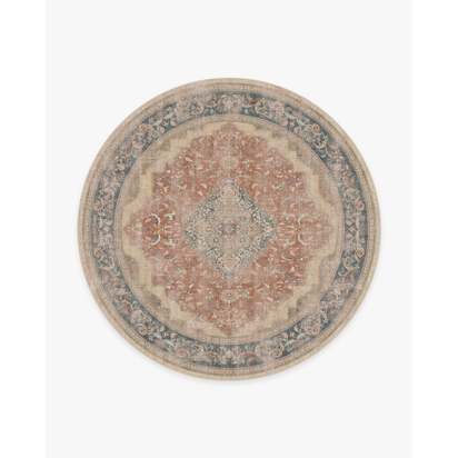 Adeline Antique Red Flatwoven Rug - 245 Round cm - Rug + Pad System