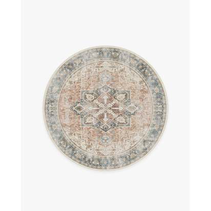 Kamran Coral Flatwoven Rug - 185 Round cm - Rug + Pad System