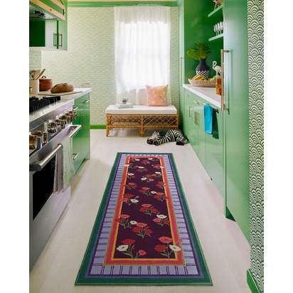 Ambroeus Royal Plum Flatwoven Rug by Iris Apfel - 245 Round cm - Rug + Pad System