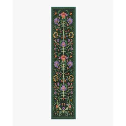 Protea Forest Green Flatwoven Rug by Iris Apfel - 75 x 365 cm - Rug + Pad System