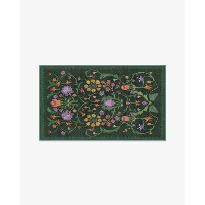 Protea Forest Green Flatwoven Rug by Iris Apfel - 90 x 150 cm - Rug + Pad System