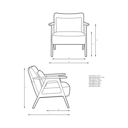 John Lewis Hendricks Leather Armchair, Dark Leg Premium Caramel | H76.50 x W73 x D82cm