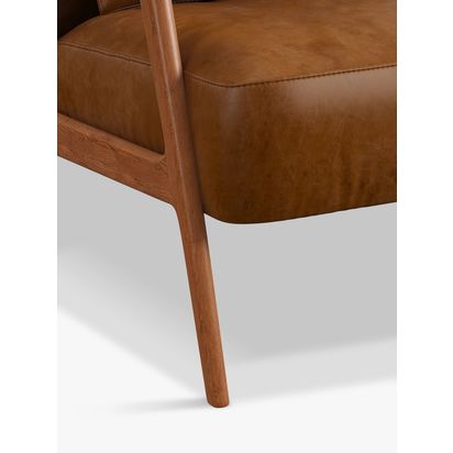 John Lewis Hendricks Leather Armchair, Dark Leg Premium Caramel | H76.50 x W73 x D82cm