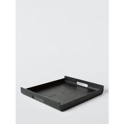 John Lewis Wooden Tray, FSC-Certified (Oak Wood) Black | H5 x W33 x D38cm