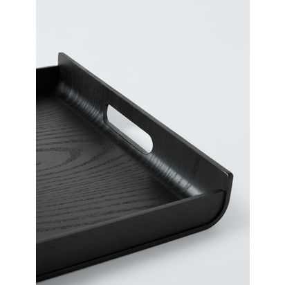 John Lewis Wooden Tray, FSC-Certified (Oak Wood) Black | H5 x W33 x D38cm