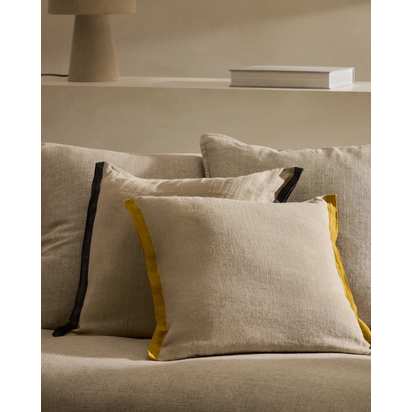 Suerta beige and blue cushion cover, 100% linen, 50 x 50 cm