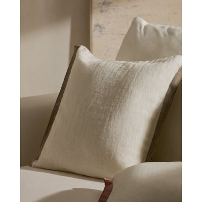 Suerta white and beige cushion cover, 100% linen, 50 x 50 cm