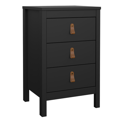 Riverton Bedside Table 3 Drawers in Matt Black