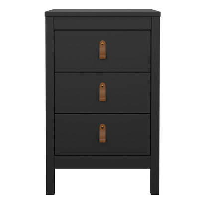 Riverton Bedside Table 3 Drawers in Matt Black
