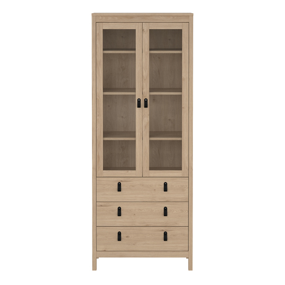 Riverton China Cabinet 2 Doors with Glass + 3 Drawers in Jackson Hickory Oak