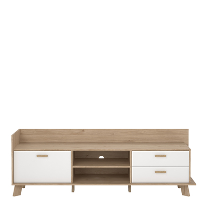 Hudson 2 TV-unit with 1 Door + 2 Drawers in Jackson Hickory and White