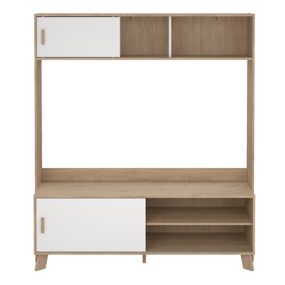 Hudson 2 TV-Wall Unit with 2 Sliding Doors in Jackson Hickory and White