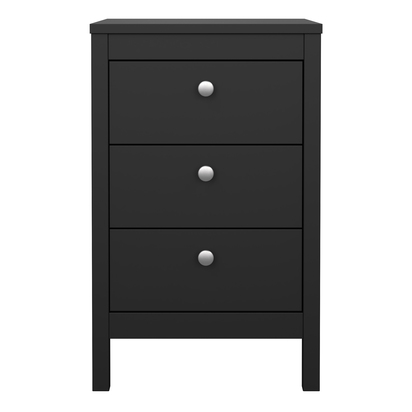 Huxham Bedside Table 3 Drawers in Matt Black