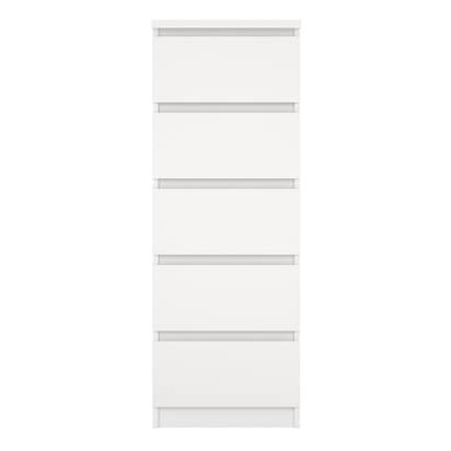 Avery 3 Narrow Chest of 5 Drawers in White