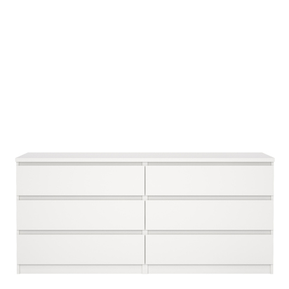 Avery 3 Wide Chest of 6 Drawers (3+3) in White