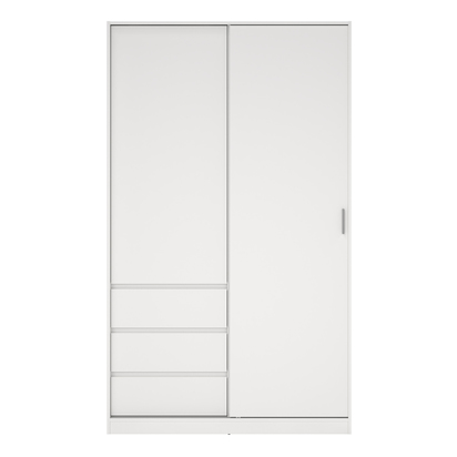 Avery 3 Wardrobe with 1 Sliding Door and 1 Door + 3 Drawers in White