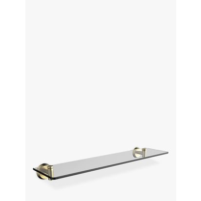 John Lewis Elegance Glass Bathroom Shelf Brushed Brass | H5 x W50 x D15cm
