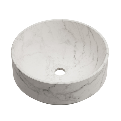 Harbour Tuscany Carrara Round Marble Countertop Basin - 350mm