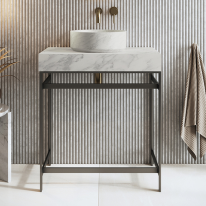 Harbour Tuscany Carrara Round Marble Countertop Basin - 350mm