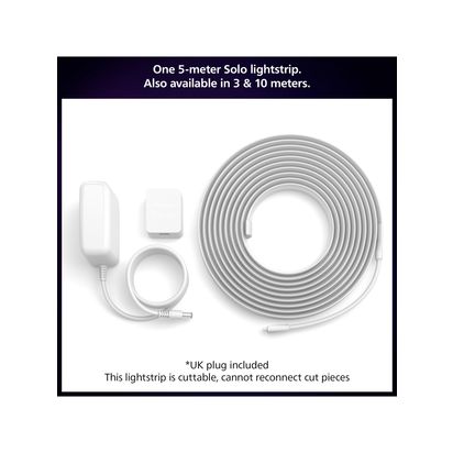 Philips Hue Solo Smart Essential Light Strip, 5m Multi | L5m x W.1.4 x H0.45cm