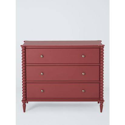 John Lewis Bobbin 3 Drawer Chest Red | H85 x W103.4 x D48.7cm