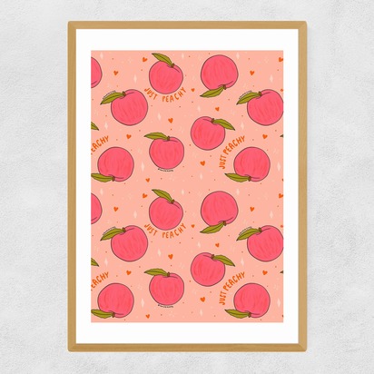 Peach Print 50x70cm Frame Natural Oak Narrow (15mm) 