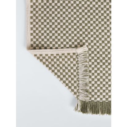 John Lewis Textured Check Fringed Bath Mat Avocado | H2 x W50 x D80cm
