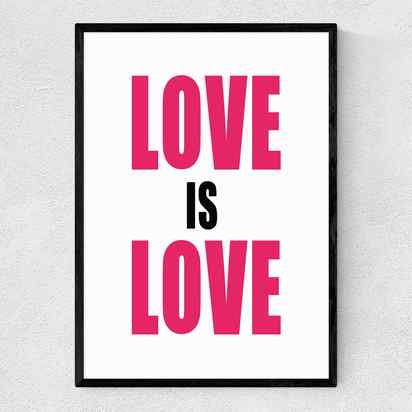 Love is Love in Pink A3 (29.7 x 42cm) Frame Black Narrow (15mm) 