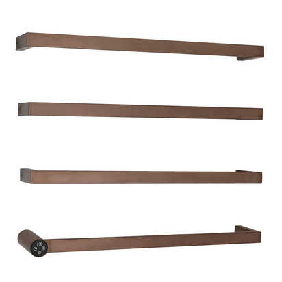 Just Taps Zyon Flat Bar Stainless Steel Heated Dry Electric Towel Rail - Brushed Bronze