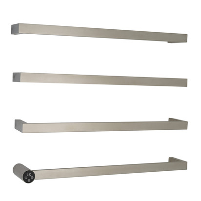 Just Taps Zyon Flat Bar Stainless Steel Heated Dry Electric Towel Rail - Stainless Steel