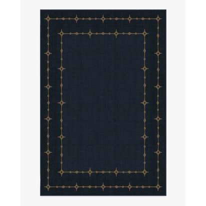 Sparkle Border Dark Navy Flatwoven Rug - 200 x 290 cm - Rug + Pad System