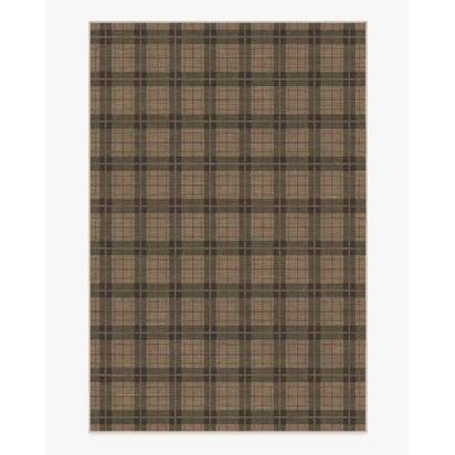Alfie Plaid Natural & Green Flatwoven Rug - 200 x 290 cm - Rug + Pad System