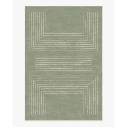 Valencia Sage Green Flatwoven Rug - 200 x 290 cm - Rug + Pad System