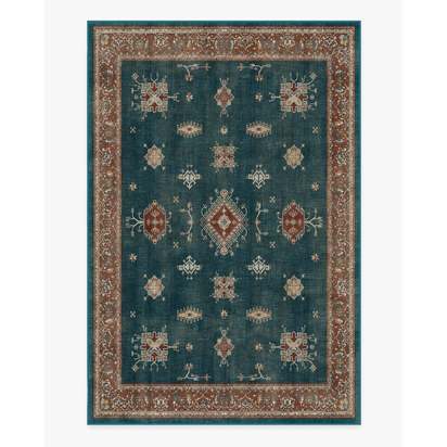 Verena Teal Blue Flatwoven Rug - 200 x 290 cm - Rug + Pad System