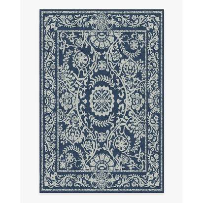 Delphina Navy Blue Flatwoven Rug - 200 x 290 cm - Rug + Pad System