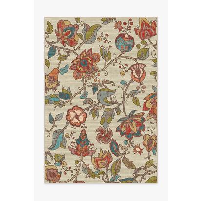 Frida Floral Natural Flatwoven Rug - 200 x 290 cm - Rug + Pad System