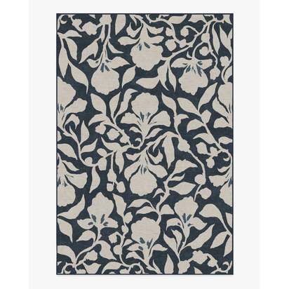 Flora Ink Blue & Ivory Flatwoven Rug by The Hiltons - 200 x 290 cm - Rug + Pad System