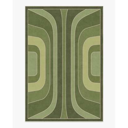 Paradox Green Flatwoven Rug by Jonathan Adler - 200 x 290 cm - Rug + Pad System