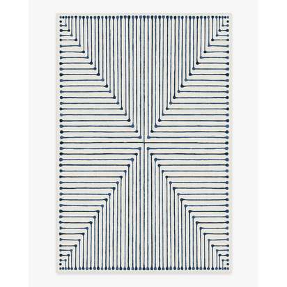 Inkdrop Slate Blue Flatwoven Rug by Jonathan Adler - 200 x 290 cm - Rug + Pad System