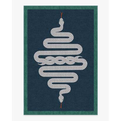 Venom Sapphire Flatwoven Rug by Jonathan Adler - 200 x 290 cm - Rug + Pad System