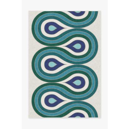 Milano Peacock Flatwoven Rug by Jonathan Adler - 200 x 290 cm - Rug + Pad System